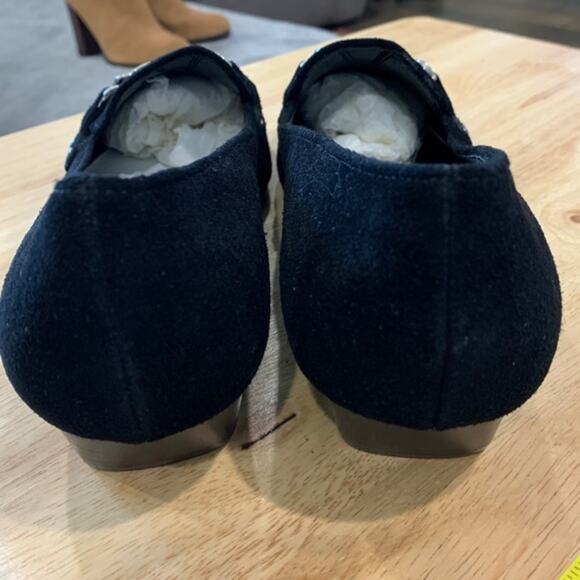 Coup D’etat black leather flats. 1.5” heel metal chain toe detail size‎ 9.5 M - Picture 6 of 8